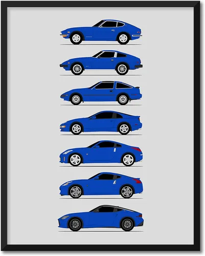 Miniatura 19 de Custom Car Posters Póster hecho a mano compatible con Nissan Z Car Generations (perfil lateral), decoración artística de Datsun Fairlady Z