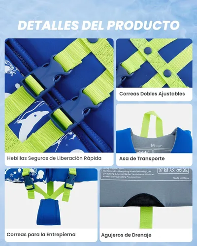 Miniatura 4 de Gogokids Chaleco de natación para niños, flotadores para bebés – Chaleco de flotabilidad para niños y niñas para piscina y playa, para niños de 2 a