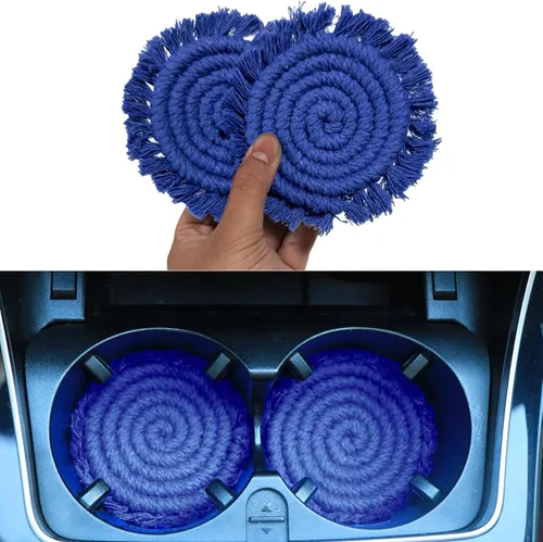 Miniatura 10 de Posavasos bohemios de 7.4 pulgadas para bebidas, posavasos absorbentes tejidos hechos a mano para escritorio, bonitos posavasos de granja para tazas