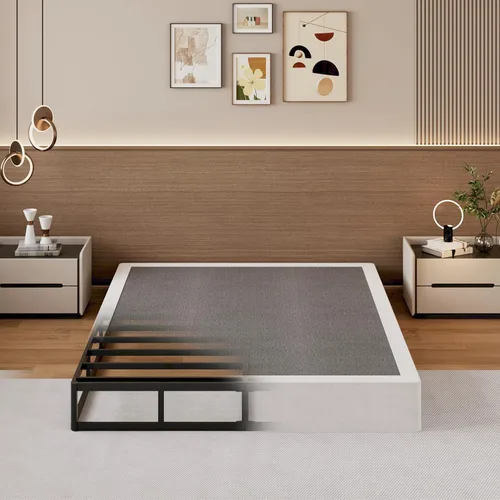 Miniatura 11 de SHLAND Base para somier Queen de 2 pulgadas de perfil bajo, láminas de cama de montaje fácil, estructura metálica resistente, base de apoyo para 2