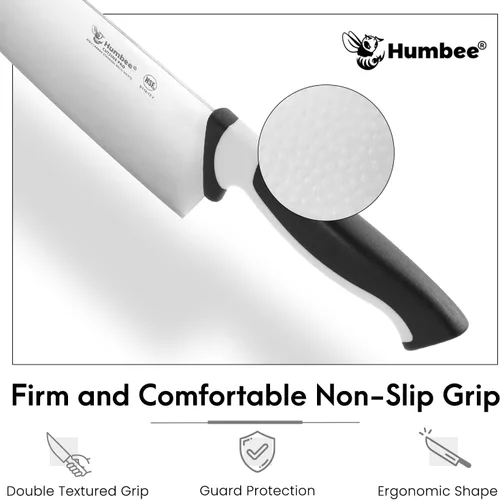 Miniatura 6 de Cuchillo de chef de 12 pulgadas, hoja de acero inoxidable de alto carbono certificada NSF – Mango ergonómico codificado por colores, cuchillo