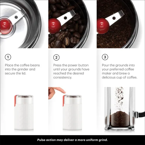 Miniatura 3 de Bodum Bistro - Molinillo de café eléctrico con cuchilla, color blanco