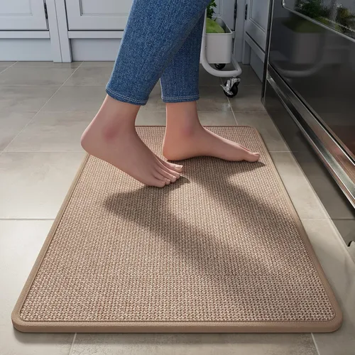 Miniatura 23 de YDKGL Tapetes de cocina para piso, alfombras de cocina súper absorbentes, antideslizantes, lavables, de lino sintético suave trenzado, alfombra