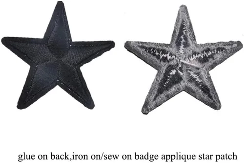 Miniatura 2 de 20 parches de estrellas negras para planchar o coser, parches bordados con diseño de insignia, parche para ropa, jeans, camiseta