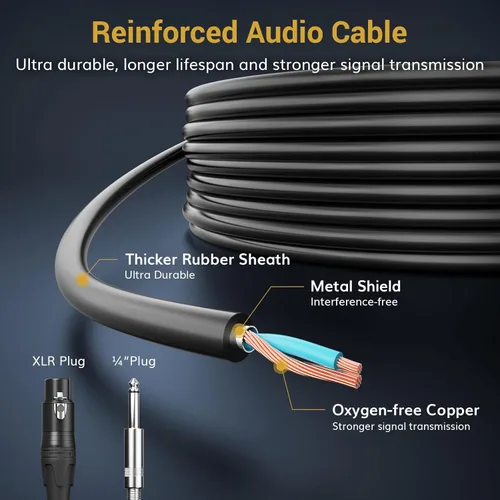 Miniatura 6 de TONOR Micrófono Vocal Profesional para Cantar, Micrófono de Karaoke Dinámico de Mano con Cable, Micrófono de Estudio Cardioide con Cable XLR de 4.5M
