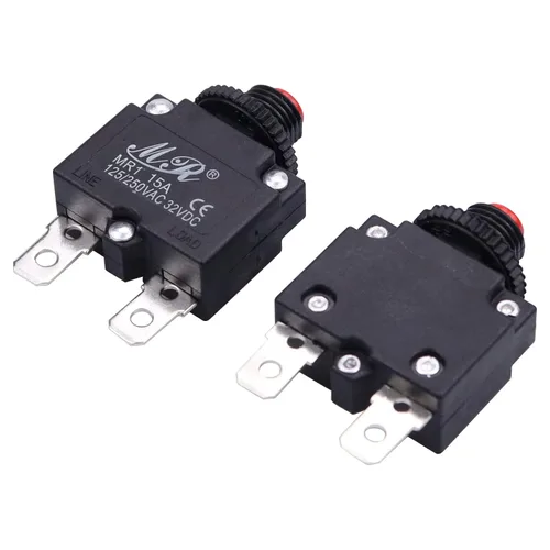 Miniatura 4 de Interruptores térmicos de 15 amperios, 125/250 V CA 32 V CC, botón de reinicio manual, protector de sobrecarga, interruptor de disyuntor de 15 A