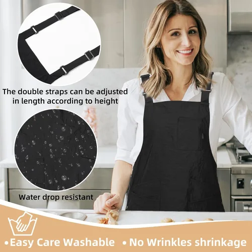 Miniatura 3 de Aprons for Women with Pockets Adjustable Double-Sided Wearable Durable Lightweight Chef Cooking Kitchen Restaurant