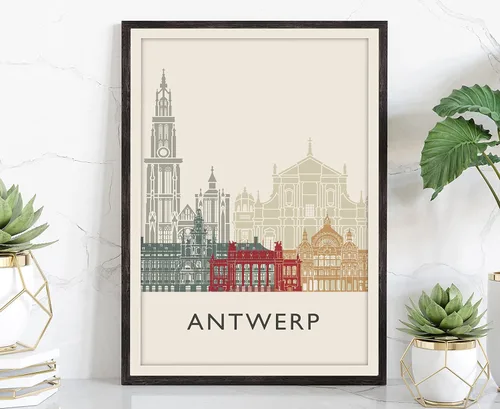 Miniatura 16 de Póster de ilustración de Lisboa, póster de horizonte de Lisboa Portugal, impresión de paisaje urbano y monumento, arte de pared para el hogar