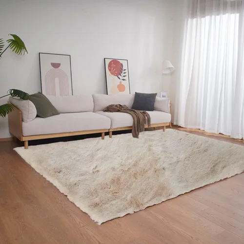 Miniatura 87 de Ghouse Alfombra ultrasuave de pelo sintético de conejo, alfombras lavables a máquina para dormitorio, alfombras esponjosas para sala de estar, Blanco