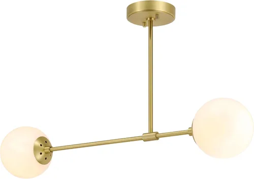 Miniatura 8 de XiNBEi Lighting Lámpara de techo semiempotrada de 1 luz, luz de techo semiempotrada, acabado de latón satinado para sala de estar y comedor