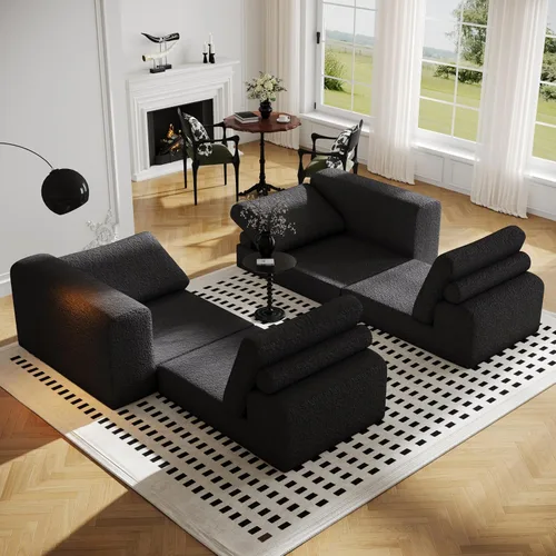 Miniatura 5 de Sofá seccional modular en forma de nube, sofá modular de combinación DIY para sala de estar, sofás de asiento de amor tejidos únicos con 2