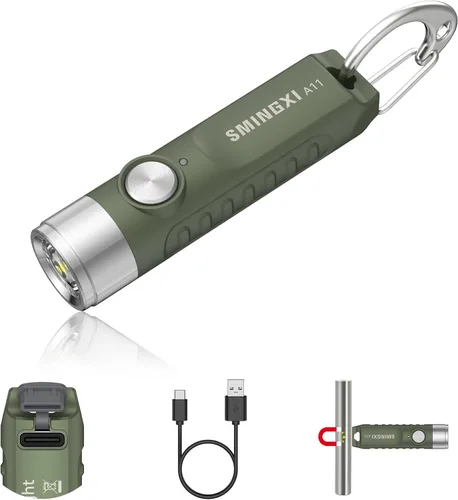 Llavero recargable A11 - Mini linterna de bolsillo, llavero de 500 lúmenes altos, linternas EDC, impermeable, pequeña y ligera para el transporte