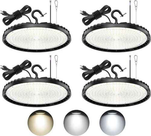 Miniatura 16 de KUKUPPO Luz LED de alta bahía de 150 W, 120 W, 90 W, ajustable, 4500 K, 5000 K, 5700 K, luz LED de alta bahía con enchufe para almacén de fábrica