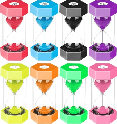 Miniatura 11 de SuLiao Temporizadores de arena 1m/2m/3m/5m/10 minutos, temporizador de arena de reloj de arena de plástico para niños, reloj de arena grande