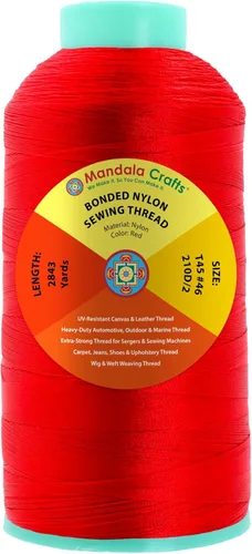 Miniatura 222 de Mandala Crafts - Hilo de nailon para coser cuero, tapicería, mezclilla y para trenzar el pelo; resistente, 1500 yardas, tamaño 69 T70 Marrón