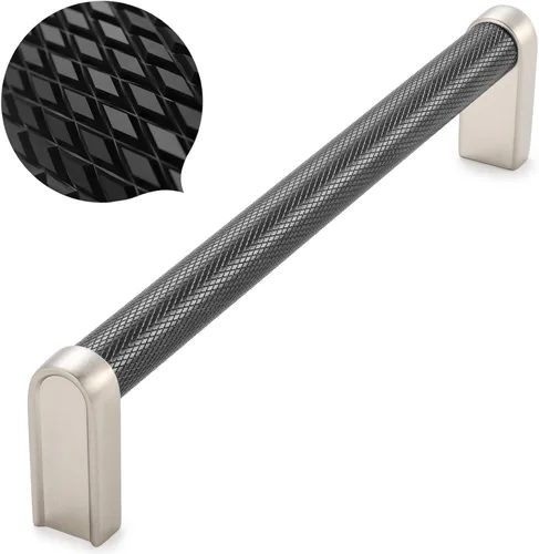 Miniatura 39 de Koofizo - Paquete de 10 tiradores de gabinete estriados para armario, manija negra para muebles (1.1 pulgadas/28 mm), herrajes sólidos K22