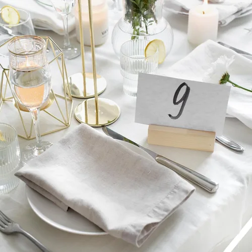 Miniatura 6 de 15 soportes de madera para números de mesa de 3.9 x 1.4 pulgadas, soportes de madera para tarjetas, soporte para fotos de acrílico, para bodas