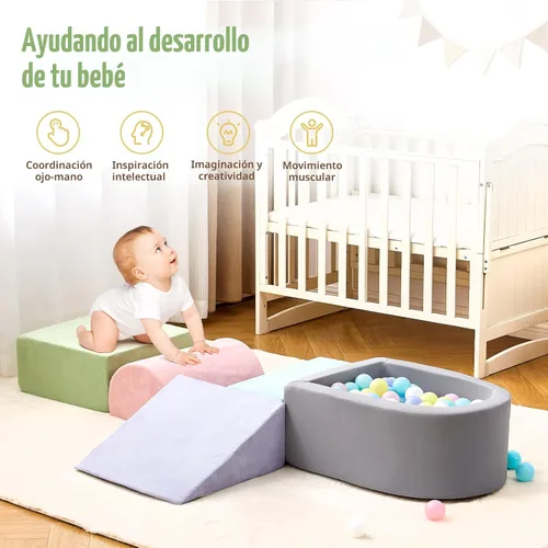 Miniatura 4 de Juguetes de escalada para niños pequeños, bloques de espuma para escalar con foso de bolas para bebé, juego de escalada suave para niños pequeños