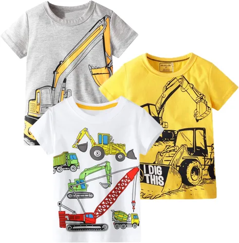 Miniatura 2 de Camisetas de manga corta para niños pequeños, de algodón, con gráficos, cuello redondo, camisetas de verano