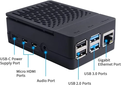 Miniatura 2 de GeeekPi Funda para Raspberry Pi 4 con fuente de alimentación de 18 W, 5 V, 3.6 A, funda Pi 4B con ventilador PWM de 1.575 x 1.575 x 0.394 in y 4