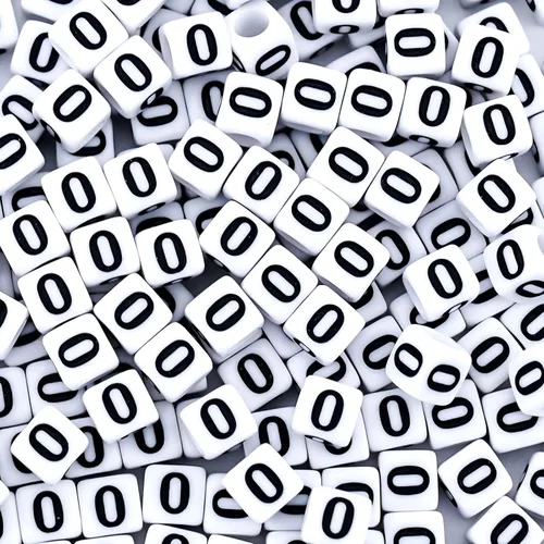 Miniatura 10 de 300 piezas de cuentas de número 0 redondas de 4x7mm, cuentas de número acrílico individual para hacer pulseras con dijes Redondo - 0