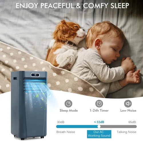 Miniatura 8 de PETSITE Aire acondicionado portátil, unidad de refrigeración de CA 3 en 1, función de ventilador y enfriador de aire, control remoto, kit de ventana