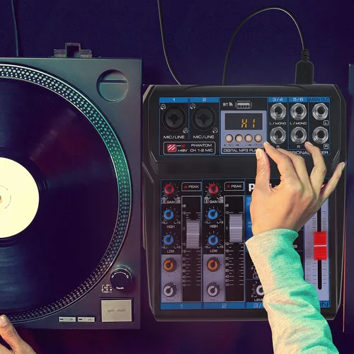 Miniatura 6 de Pyle Mezclador de audio profesional inalámbrico para DJ, 6 canales compatible con Bluetooth, controlador de DJ, mezclador de sonido con efectos DSP