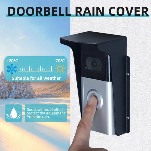 Miniatura 4 de Cubierta impermeable para timbre de puerta, protección antirreflejos, bloqueo de huellas dactilares, cubierta impermeable de metal negro