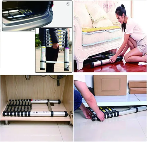 Miniatura 6 de Jiahe - Escalera de extensión telescópica de aluminio de 16.5 pies, portátil, multiusos, portátil, para interiores y exteriores, con capacidad