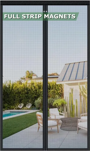 Miniatura 13 de HOFUDON Puertas de pantalla de garaje con imanes de tira completa mejoradas para garaje de 2 autos de 16 pies x 7 pies, malla magnética de fibra