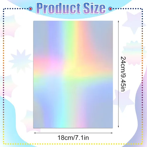 Miniatura 2 de 60 hojas de 9.5 x 7 pulgadas, tarjetas holográficas metálicas, con purpurina iridiscente, colores mezclados, tarjeta de papel reflectante brillante