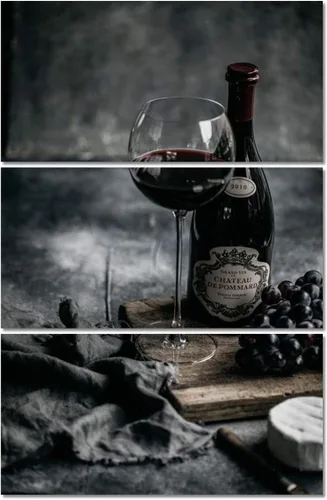 Miniatura 130 de Obra de arte para paredes del hogar, 3 paneles de letras de vino tinto, pinturas de corcho, impresiones HD, arte de pared de corcho de vino sobre