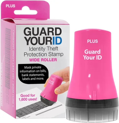 Guard Your ID Wide Advanced Roller 2.0 - Sello de seguridad para prevención de robo de identidad, color rosa
