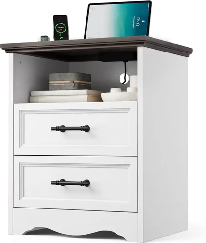 Miniatura 24 de YANSNWO Cómoda de Granja Negra para Dormitorio, Moderna Cómoda de 6 Cajones, Cómoda Alta de 44" con Manijas de Metal Cepillado, Organizadores