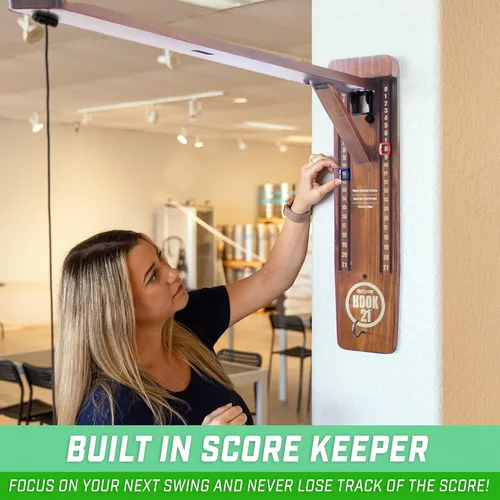 Miniatura 5 de GoSports Hook 21 - Juego de Anillo de Montaje en Pared - Juega en Interiores o Exteriores con Brazo Plegable Marrón