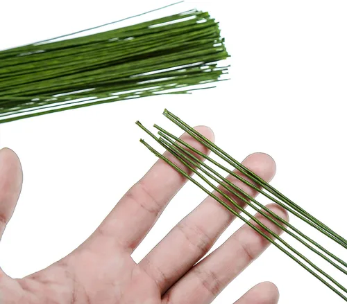 Miniatura 3 de FOIMAS Alambre de tallo floral de 18 gaguas, 100 piezas de alambre de floristería envuelto en papel para arreglos florales