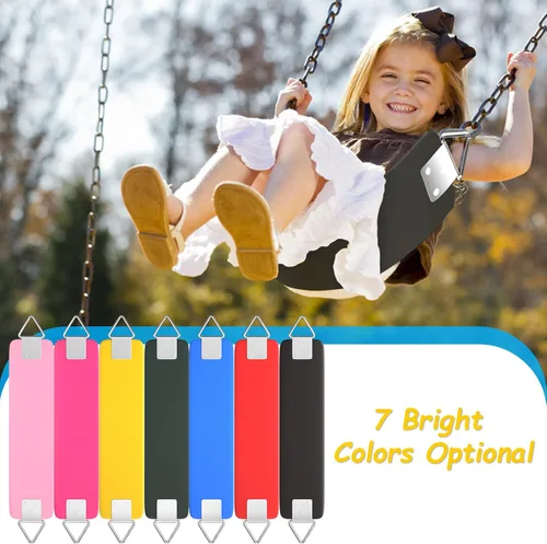 Miniatura 7 de AGPTEK Asiento de columpio, 30.4 x 6 x 0.27 pulgadas, columpio de patio para niños y niñas y adultos con anillo triangular de metal, color negro