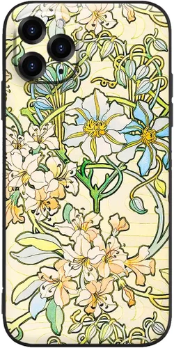 Miniatura 40 de Berkin Arts Funda de silicona compatible con iPhone 12 con protector de pantalla de flores ornamentales intrincadas rosas