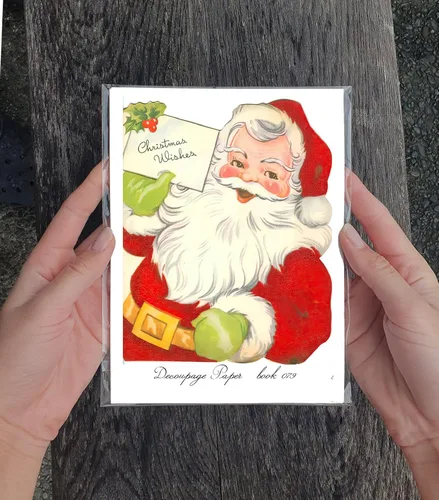 Miniatura 3 de Paquete de papel para decoupage (35 hojas 15x20 cm) Santa de Navidad FLONZ, imágenes vintage estilo navideño para decoupage, manualidades y álbumes