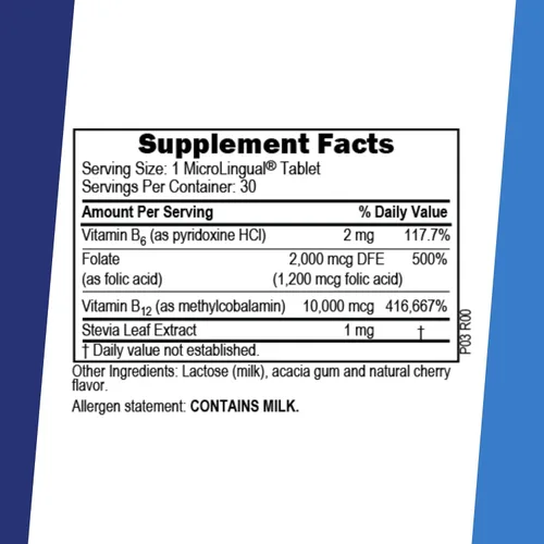 Miniatura 2 de Superior Source No Shot Vitamina B-12 Metilcobalamina 10000 mcg, B-6 y ácido fólico 1200 mcg - Apoya la salud del cerebro y el corazón - Ayuda a
