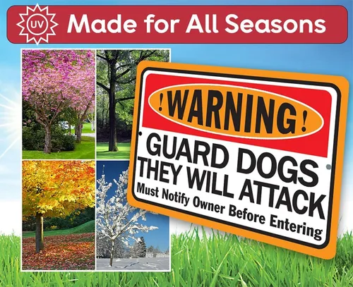 Miniatura 4 de Metal Signs - Warning Guard Dogs They Will Attack - Property Warning Guard Dog Bites Signs - Durable Metal Sign - Use Indoor/Outdoor - Notice Sign