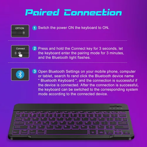 Miniatura 9 de DTTO Teclado Bluetooth, teclado inalámbrico recargable y funda de cuero de alta calidad con correa de mano incorporada para Samsung Galaxy Tab A8