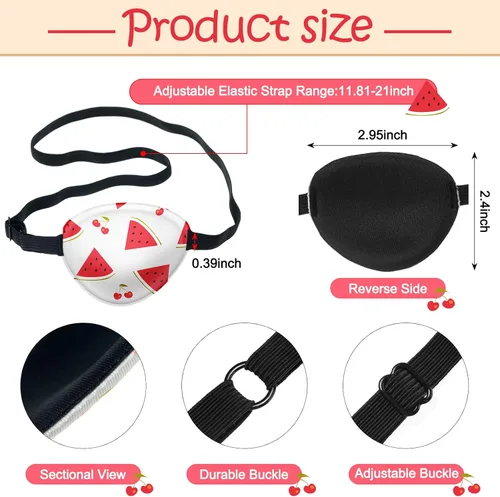 Miniatura 2 de Eurzom 8 piezas de parches oculares para niños, parche ajustable de un solo ojo reutilizable, lindo para niñas y niños, con correa elástica