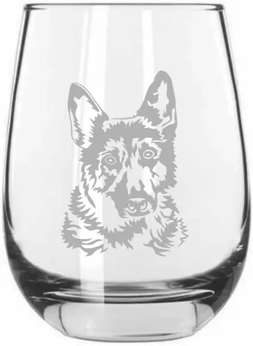 Miniatura 37 de Sakhalin Husky Dog - Copa de vino grabada personalizada de 15.25 onzas sin tallo