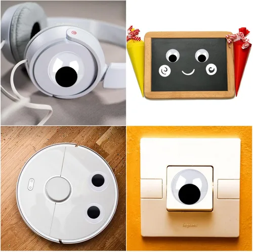 Miniatura 4 de 4 piezas gigantes negros googly Wiggle Eyes de 5 pulgadas (5.1 in) con autoadhesivo para decoración de manualidades hechas a mano