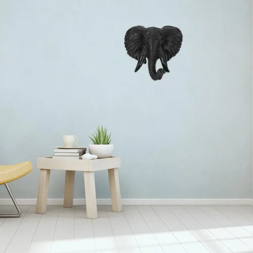 Miniatura 9 de Luxshiny Decoración de pared de cabeza de elefante, escultura de animales 3D, resina para colgar en la pared, arte africano de vida silvestre