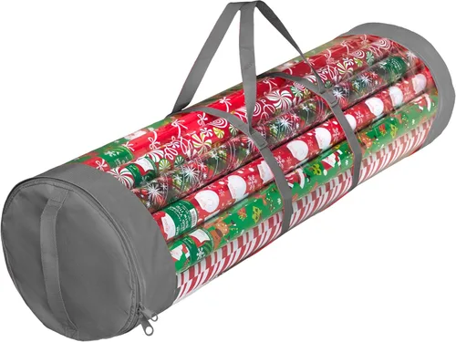 Miniatura 11 de ZOBER Organizador redondo de papel de regalo de Navidad, contenedores de almacenamiento de papel de regalo de 40 pulgadas, soporte para papel