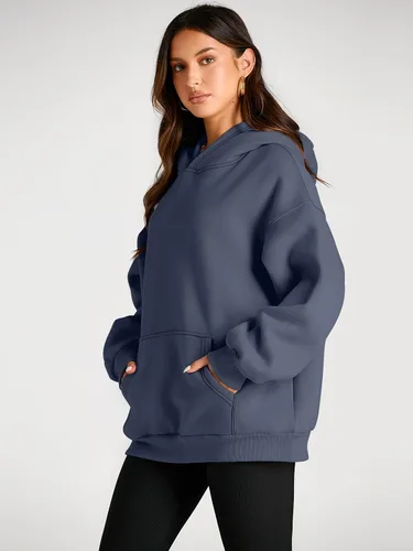 Miniatura 51 de Trendy Queen - Sudaderas extragrandes con capucha para mujer, suéteres de manga larga, sin botones, de vellón, de otoño, ropa de invierno