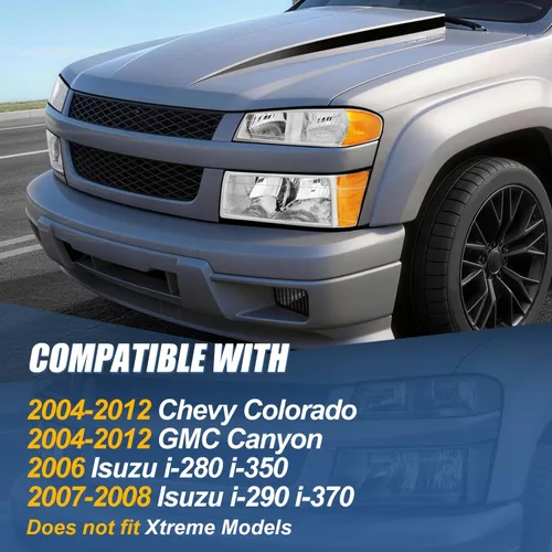 Miniatura 7 de Auto Dynasty 4 piezas de conjunto de faros y lámparas de parachoques compatibles con Chevy Colorado GMC Canyon 2004-2012 Isuzu i-290 i-370 2007-2008