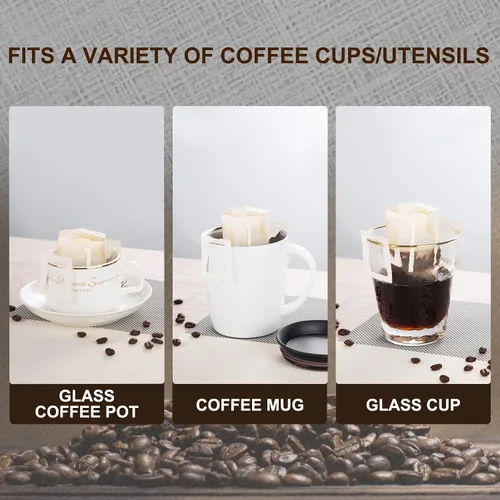 Miniatura 6 de PARACITY 50 bolsas de filtro de café portátiles con diseño de orejas colgantes, bolsa de papel desechable de filtro de café por goteo de una sola